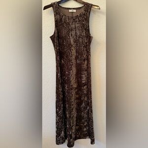 NATURAL LIFE Brown Crushed Velvet Sleeveless Maxi Dress SZ S Stretch Fall 🍁